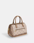 Rowan Satchel Bag In Blocked Signature Canvas (Gold/Sand/Tan)