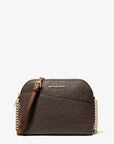 Jet Set Travel Medium Logo Dome Crossbody Bag (BROWN)