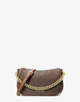 Carmela Small Signature Logo Convertible Crossbody Bag (BROWN)
