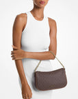 Carmela Medium Signature Logo Convertible Crossbody Bag (BROWN)