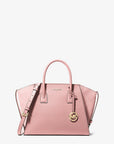 Avril Large Leather and Suede Satchel (POWDER BLUSH)