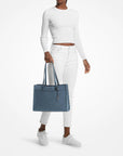 Jet Set Travel Large Saffiano Leather Tote Bag (DENIM)