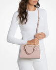 Marilyn Small Color-Block Saffiano Leather Messenger Bag (PWD BLSH MLT)