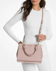 Marilyn Medium Saffiano Leather Satchel (POWDER BLUSH)