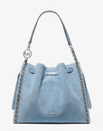 Mina Large Suede Chain Shoulder Bag (DENIM)