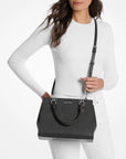 Marilyn Medium Saffiano Leather Satchel (BLACK)