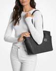 Marilyn Medium Saffiano Leather Tote Bag (BLACK)