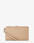 Jet Set Large Leather Smartphone Wristlet Wallet (CAMEL)