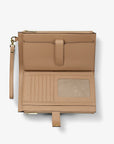 Jet Set Large Leather Smartphone Wristlet Wallet (CAMEL)