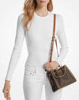 Mina Small Signature Logo Chain Crossbody Bag (BROWN)