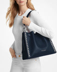 Mina Large Chain Shoulder Bag (NAVY)