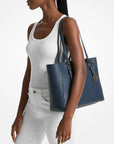 Charlotte Large Saffiano Leather 3-in-1 Tote Bag (NAVY)