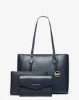 Charlotte Large Saffiano Leather 3-in-1 Tote Bag (NAVY)