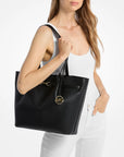 Carson Large Pebbled Leather Tote Bag (BLACK)
