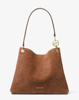 Christina Large Suede Shoulder Bag (LUGGAGE)