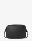 Jet Set Small Pebbled Leather Camera Crossbody Bag (BLACK)