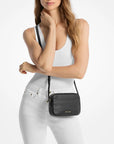 Jet Set Small Pebbled Leather Camera Crossbody Bag (BLACK)