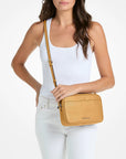 Jet Set Large Pebbled Leather Camera Crossbody Bag (HONEYWHEAT)