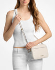 Jet Set Large Pebbled Leather Camera Crossbody Bag (LT CREAM)