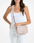Jet Set Large Pebbled Leather Camera Crossbody Bag (POWDER BLUSH)
