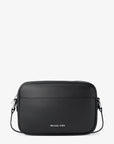 Jet Set Large Pebbled Leather Camera Crossbody Bag (BLACK)