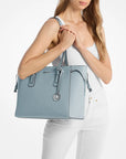 Voyager Large Saffiano Leather Tote Bag (PALE OCEAN)