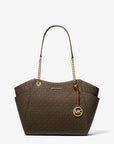 Jet Set Large Signature Logo Shoulder Bag (BROWN)