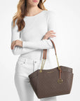 Jet Set Large Signature Logo Shoulder Bag (BROWN)