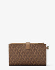 Jet Set Large Signature Logo Wristlet (CAMEL)