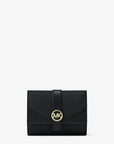 Greenwich Medium Saffiano Leather Trifold Wallet (BLACK)