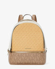 Rhea Medium Color-Block Signature Logo Backpack (HONEYWHEAT MULTI)