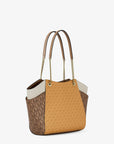 Jet Set Large Color-Block Signature Logo Tote Bag (HONEYWHEAT MULTI)