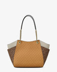 Jet Set Large Color-Block Signature Logo Tote Bag (HONEYWHEAT MULTI)