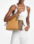 Voyager Large Color-Block Signature Logo Tote Bag (HONEYWHEAT MULTI)