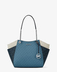 Jet Set Large Color-Block Signature Logo Shoulder Bag (DENIM MULTI)