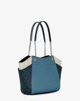 Jet Set Large Color-Block Signature Logo Shoulder Bag (DENIM MULTI)