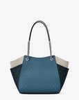 Jet Set Large Color-Block Signature Logo Shoulder Bag (DENIM MULTI)