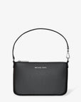 Jet Set Small Pebbled Leather Convertible Wristlet (BLACK)