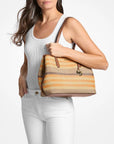 Avalon Medium Striped Woven Tote Bag (RAD ORNGE ML)