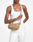 Merritt Small Signature Logo Convertible Shoulder Bag (CAMEL)