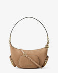 Merritt Medium Suede Convertible Shoulder Bag (CAMEL)