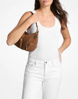 Merritt Medium Suede Convertible Shoulder Bag (LUGGAGE)