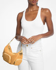 Merritt Medium Suede Convertible Shoulder Bag (HONEYWHEAT)