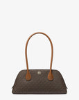 Petra Medium Signature Logo Shoulder Bag (BROWN)