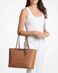 Arden Large Pebbled Leather Tote Bag (BROWN)