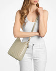 Nayla Medium Metallic Signature Logo Messenger Bag (PALE GOLD)