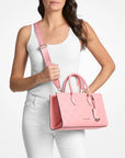 Mirella Medium Logo Debossed Satchel (CARNATION)