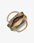 Cecily Small Studded Snake Embossed Shoulder Bag (CAMEL)