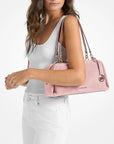 Cecily Medium Suede Shoulder Bag (POWDER BLUSH)