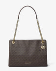 Christina Medium Signature Logo Messenger Bag (BROWN)